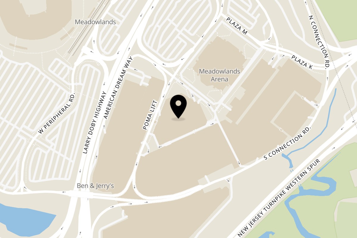 Map showing the location of It's WAAO! Dream Way on 1 American Dream Wy in East Rutherford